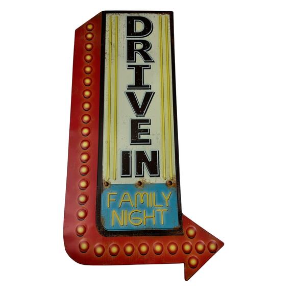 Unknownn Other - Movie Theater Room Retro Vtg Vibes Metal Drive-In Family Night Wall Decor Sign